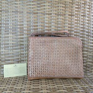 Patricia Nash Woven Tan Leather Cassini Wristlet Clutch Pouch Wallet NWT
